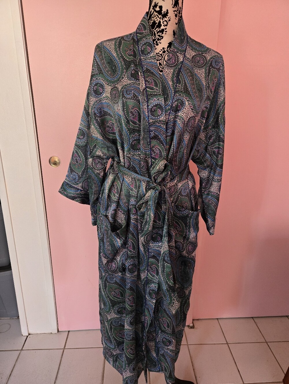 Vintage Dior Monsieur Paisley Long Sleeve Robe